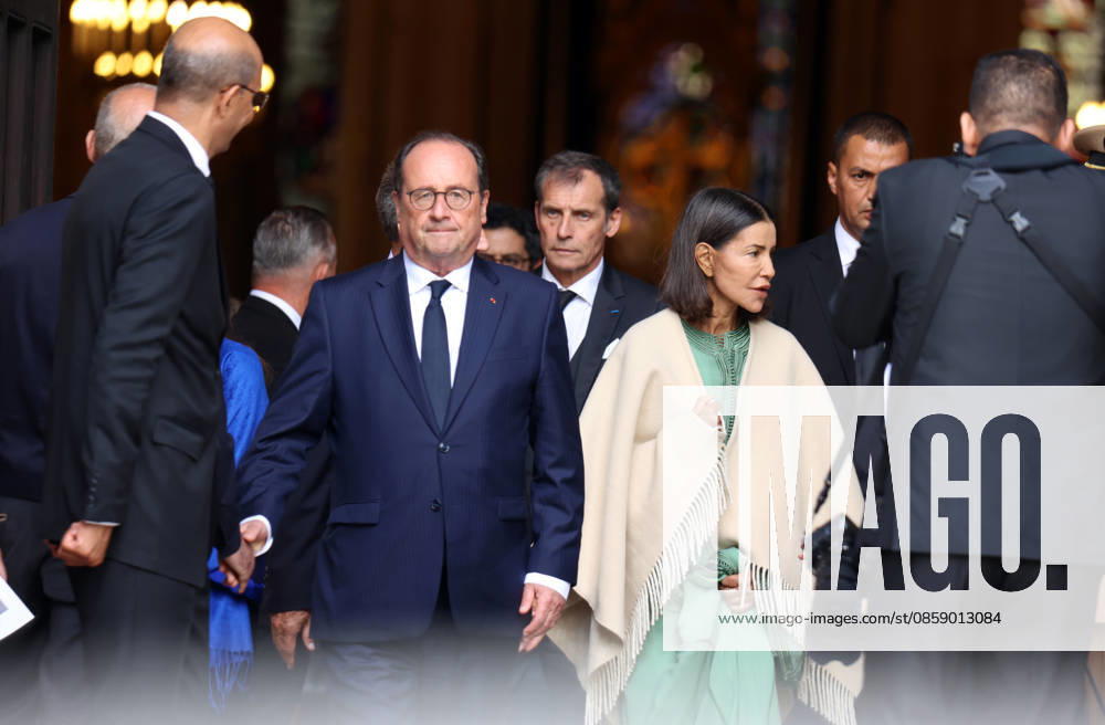 Departs des obseques de Bernadette Chirac en la Basilique Sainte-Clotilde à Paris Francois Hollande et la princesse Lalla Meryem - Departs des obseques de Bernadette Chirac en la Basilique Sainte-Clotilde à Paris, France le 12 juin 2026