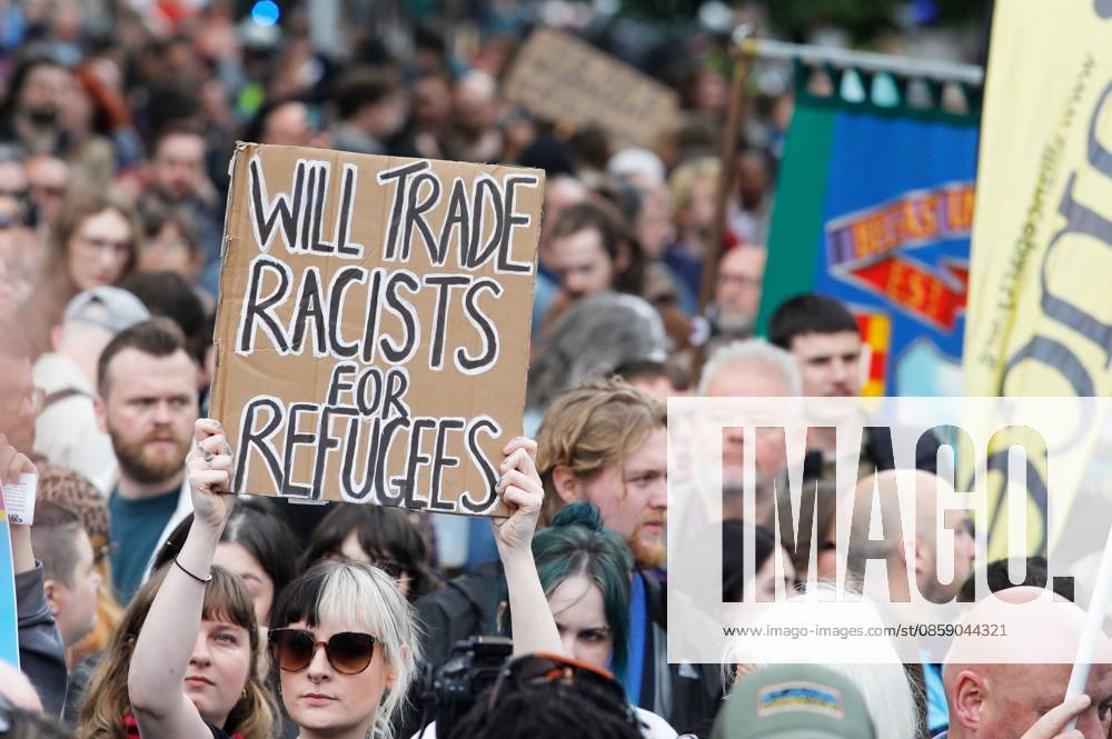Anti-racism protest in Belfast BELFAST, NORTHERN IRELAND - JUNE 13: Thousands gather for anti-racism rally, after violence erupted across the city this week as the businesses and vehicles were targeted in Belfast, Northern Ireland on June 13, 2026. Conor McCaughley Anadolu Belfast Ireland. Editorial use only. Please get in touch for any other usage.