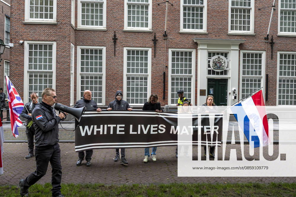 Den Haag, 14 June 2026. Around 50 far-right demonstrators gathered on Burgemeester Patijnlaan for a memorial march for Henry Nowak (18, British Polish university student). Nowak was killed on 3 December 2025 by Vickrum Singh Digwa in Southampton, England. The march ended at the Embassy of Great Britain, where demonstrators laid a wreath and flowers, and held banners saying Ã¢â‚¬oeJustice for HenryÃ¢â‚¬Â? and Ã¢â‚¬oeWhite Lives MatterÃ¢ Den Haag Netherlands - ZUMAp202 20260614_zip_p202_004