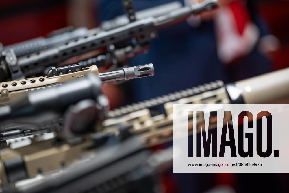 Heckler Koch exhibition stand with handguns and machine guns Eurosatory 2026 arms fair in Parc des Expositions de Paris Nord Villepinte, Villepinte Paris France Parc des Expositions de Paris No