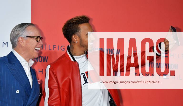 Fashion designer Tommy Hilfiger(L) and racing driver Lewis Hamilton attend the event Tommy Hilfiger Presents Tokyo Icons in Tokyo, Japan on October 8, 2018. TKP2018100802 KEIZOxMORI