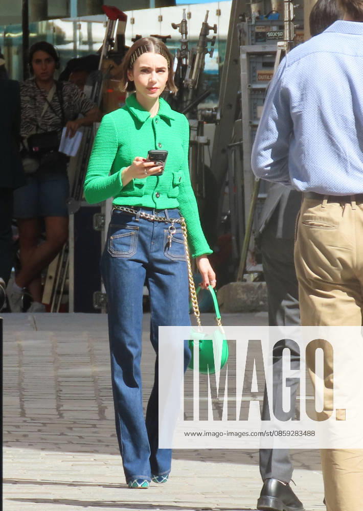 Emily in Paris Set - Paris Lily Collins during the set of the new season of Netflix series Emily in Paris, in Paris, France on June 16, 2026. Photo by ABACAPRESS.COM Paris France