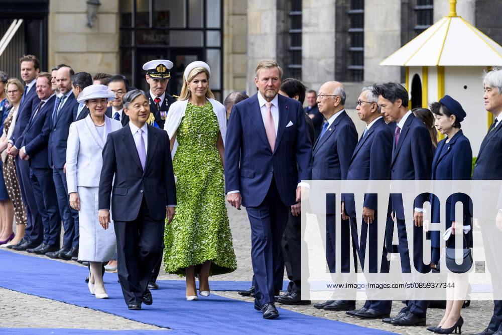 Amsterdam, The Netherlands, 2026-06-17 10:07:15 AMSTERDAM, 17-06-2026, Dam Square At the invitation of King Willem-Alexander and Queen Maxima, Emperor Naruhito of Japan is paying a state visit to the Netherlands. Emperor Naruhito is accompanied by Her Majesty Empress Masako. The state visit is a confirmation of the close and historic relationship between Japan and the Netherlands. The countries share 426 years of bilateral relations. PHOTO: NLBeeld Patrick van Emst In the photo: King Willem-Alexander and Queen Maxima officially welcome Emperor Naruhito and Empress Masako at Dam Square in Amsterdam. After the delegations are introduced, the Royal Military Band Johan Willem Friso plays the national anthems of both countries. This is follo