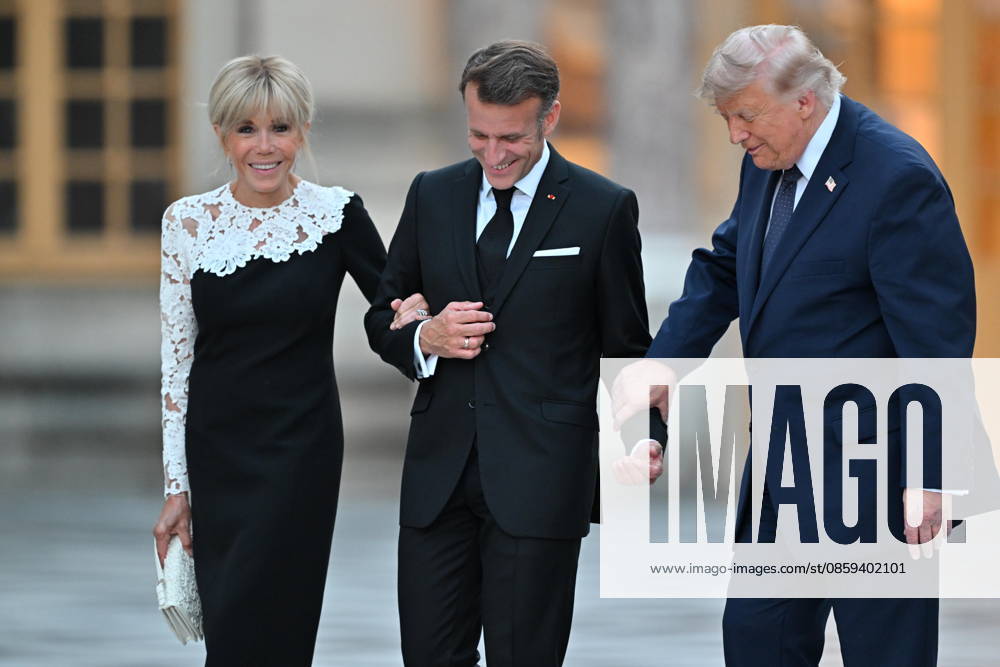 US President Trump - French President Macron meeting in Versailles VERSAILLES, FRANCE - JUNE 17: US President Donald Trump and French President Emmanuel Macron attend a dinner at the Palace of Versailles, officially marking the 250th anniversary of US independence and celebrating the longstanding relationship between France and the United States, in Versailles, France on June 17, 2026. Mustafa Yalcin Anadolu Versailles France. Editorial use only. Please get in touch for any other usage.