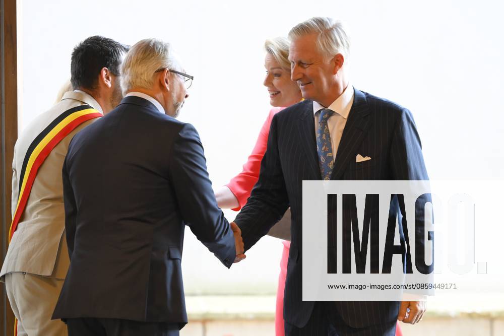King Philippe And Queen Mathilde Visit Media Square EVERE, BELGIUM - JUNE 18: King Philippe of Belgium and Queen Mathilde of Belgium pictured with Jean-Paul Philippot, CEO RTBF visiting Media Square, the RTBF s new headquarters in Brussels.on June 18, 2026 in Evere, Belgium, 18 06 2026 Evere Belgium