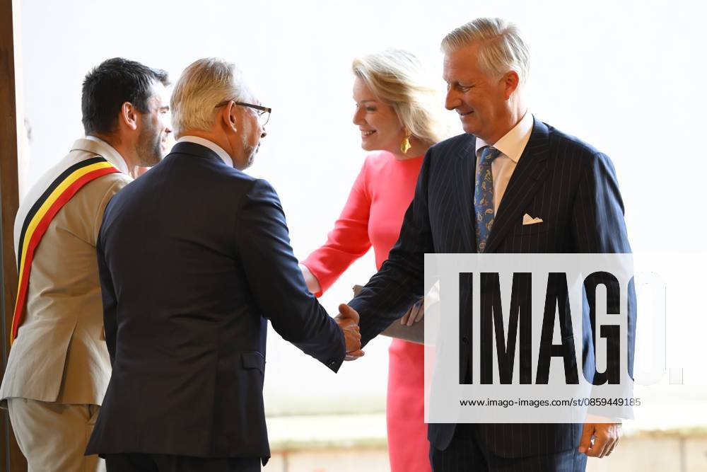 King Philippe And Queen Mathilde Visit Media Square EVERE, BELGIUM - JUNE 18: King Philippe of Belgium and Queen Mathilde of Belgium pictured with Jean-Paul Philippot, CEO RTBF visiting Media Square, the RTBF s new headquarters in Brussels.on June 18, 2026 in Evere, Belgium, 18 06 2026 Evere Belgium