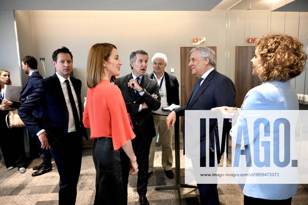 Italian Foreign Minister Antonio Tajani with European Parliament President Roberta Metsola at the EPP Summit in Brussels, 18 June 2026. ANSA ALESSANDRO DI MEO. Bruxelles BELGIO - ZUMAa110 20260618_zaf_a110_026