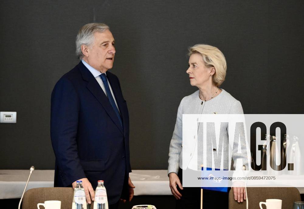Italian Foreign Minister Antonio Tajani with European Commission President Ursula von der Leyen at the EPP Summit in Brussels, 18 June 2026. ANSA ALESSANDRO DI MEO Bruxelles BELGIO - ZUMAa110 20260618_zaf_a110_029