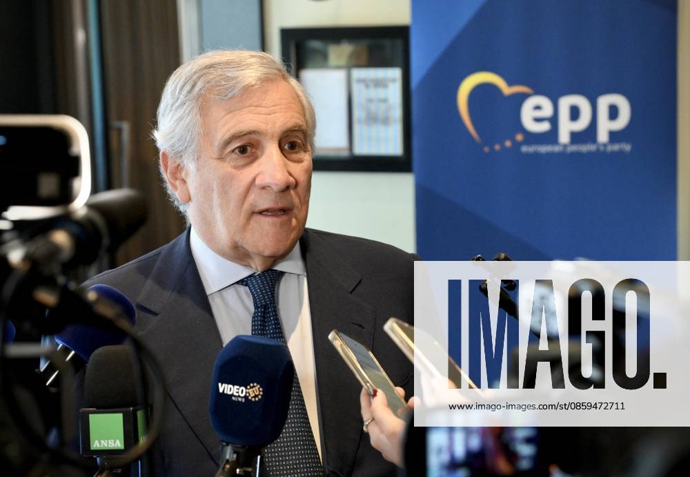 Italian Foreign Minister Antonio Tajani during a press doorstep at the EPP Summit in Brussels, 18 June 2026. ANSA ALESSANDRO DI MEO. Bruxelles BELGIUM - ZUMAa110 20260618_zaf_a110_033