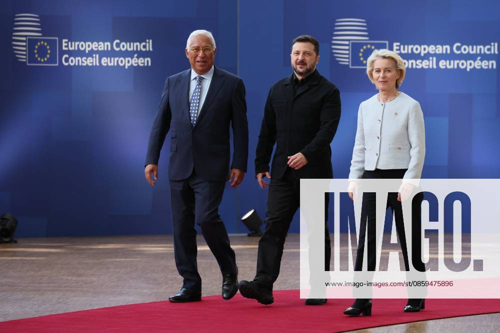 European Council President Antonio Costa, Ukraine president Volodymyr Zelensky and EU President Ursula von der Leyen pictured at the arrivals of a European Council Summit, Thursday 18 June 2026, at the Council of the European Union, in Brussels. BENOITxDOPPAGNE 178085832