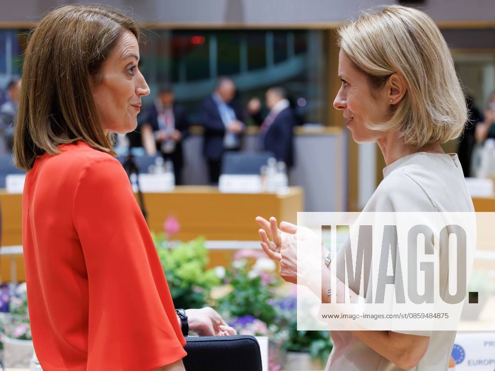 European Parliament President Roberta Metsola and High Representative of the Union for Foreign Affairs and Security Policy Kaja Kallas pictured during a European Council Summit, Thursday 18 June 2026, at the Council of the European Union, in Brussels. BENOITxDOPPAGNE 178117541