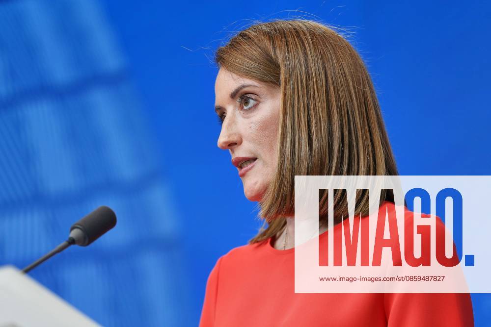 Brussels, Belgium, June 18, 2026, Europa Building, EU Summit, Press Conference with European Parliament President Roberta Metsola,detected_source_language