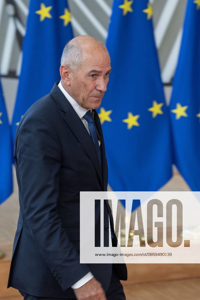 BRUSSELS - Slovenian Prime Minister Janez Jansa arrives for the first day of the European Council. The leaders of the EU countries are meeting to discuss, among other things, Ukraine and the Middle East. JONAS ROOSENS ANP netherlands out - belgium out