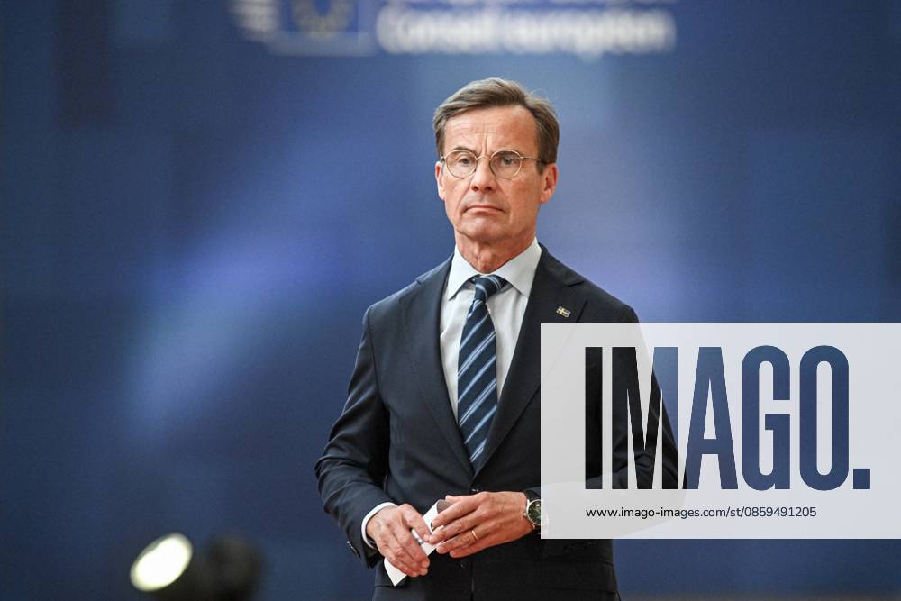 BRUSSELS - Swedish Prime Minister Ulf Kristersson arrives for the first day of the European Council. The leaders of the EU countries are meeting to discuss, among other things, Ukraine and the Middle East. JONAS ROOSENS ANP netherlands out - belgium out