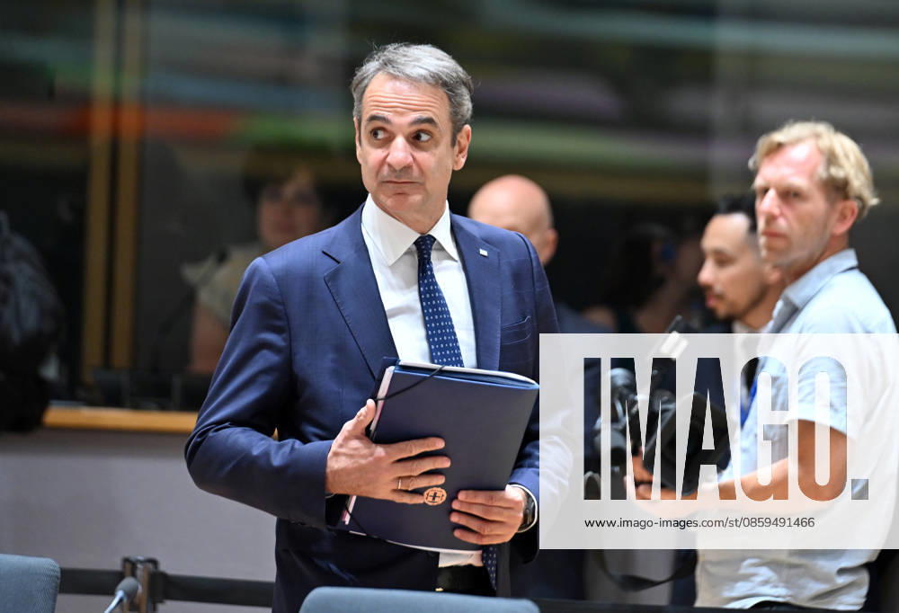 EU Leaders Summit in Brussels BRUSSELS, BELGIUM - JUNE 18: Prime Minister of Greece Kyriakos Mitsotakis attends the EU Leaders Summit to discuss support for Ukraine, competitiveness, trade relations with China, the EU budget, and developments in the Middle East in Brussels, Belgium on June 18, 2026. Dursun Aydemir Anadolu Brussels Belgium. Editorial use only. Please get in touch for any other usage.