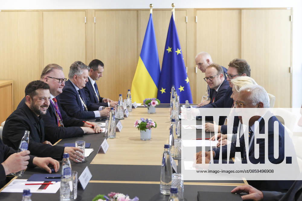 Ukrainian President Volodymyr Zelensky (L), European Commission President Ursula von der Leyen (2-R), and European Council President Antonio Costa (R) attended a meeting during the European Union summit at EU headquarters in Brussels, on June 18, 2026. On the same day, Ukraine launched a major strike against Russia, including an attack on the capital, Moscow, while President Vladimir Putin was meeting with leaders of the ASEAN group in Moscow. Photo European Union BLG2025061804 EuropeanxUnion