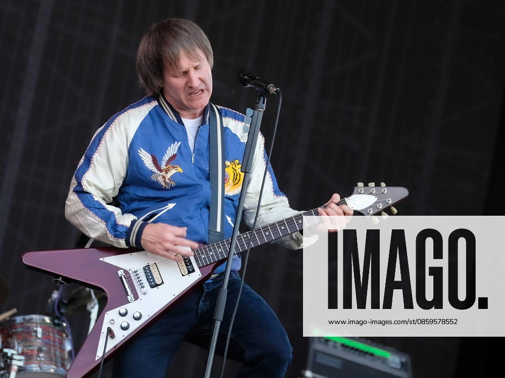 Tim Wheeler, lead vocalist and guitarist with Northern Irish rock band Ash, performing live on stage at the Isle of Wight. The current line up consists of Tim Wheeler lead vocals, guitar, keyboard..Mark Hamilton bass synth and Rick McMurray drum, percussion Newport United Kingdom - ZUMAs197 20260619_aab_s197_011