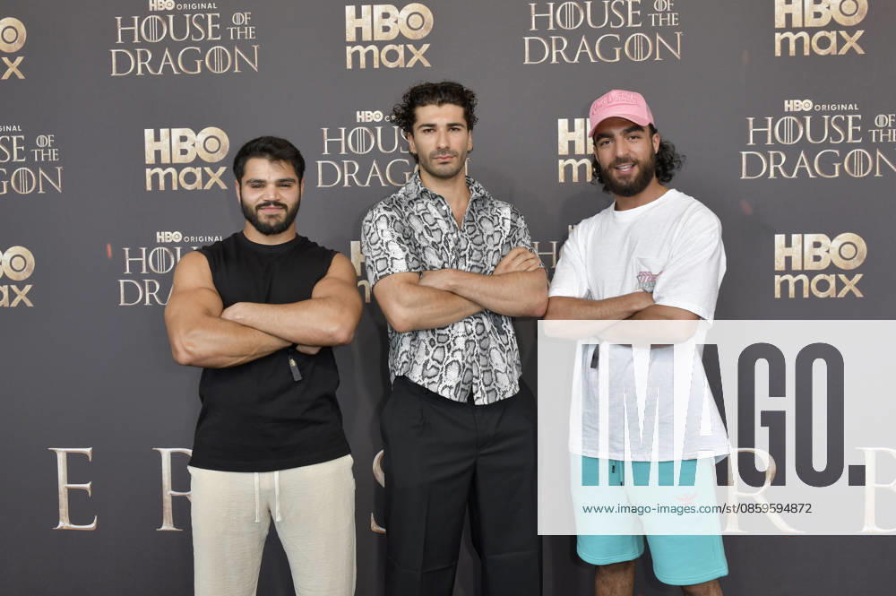 Mohammad Eliraqui, Mohamed Kanj Khamis, and Soufiane El Mesaudi at the premiere of Season 3 of the Sky Now series House of the Dragon at Kino International in Berlin, June 19, 2026,detected_source_language Foto:xM.xBehrensx xFuturexImagex dragon_berlin_6649