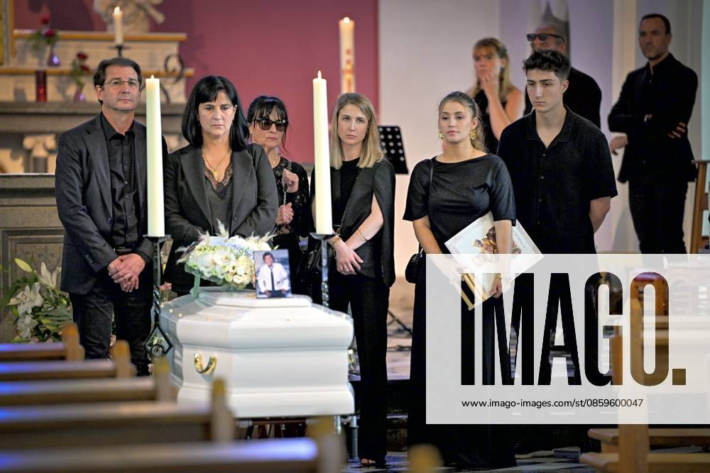 Funeral of Frank Michael ROTHEUX, BELGIUM - JUNE 20 : Sandra, Michel Gabelli-Grawagno, Liliane Leman, Marine, Sacha, Marco and Eva pictured during the funeral of Frank Michael who died at the age of 79 on June 20, 2026 in Rotheux, Belgium, 20 06 2026 Rotheux Belgium