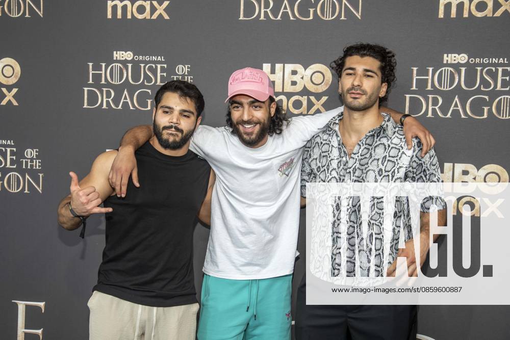 ABB HBOs Mohammad Eliraqui, Soufiane El Mesaudi, and Mohamed Kanj Khamis appeared on the red carpet at the German premiere of the third season of the HBO Original series House of the Dragon at Kino International on June 19, 2026, in Berlin, Germany,detected_source_language