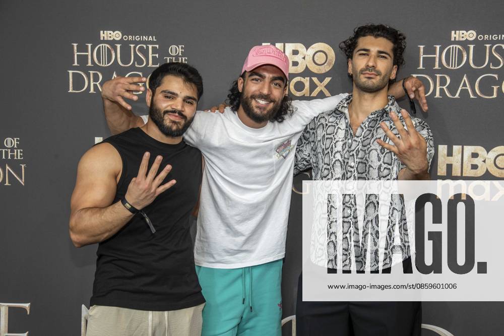 ABB HBOs Mohammad Eliraqui, Soufiane El Mesaudi, and Mohamed Kanj Khamis appeared on the red carpet at the German premiere of the third season of the HBO Original series House of the Dragon at Kino International on June 19, 2026, in Berlin, Germany,detected_source_language