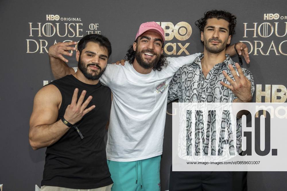 ABB HBOs Mohammad Eliraqui, Soufiane El Mesaudi, and Mohamed Kanj Khamis appeared on the red carpet at the German premiere of the third season of the HBO Original series House of the Dragon at Kino International on June 19, 2026, in Berlin, Germany,detected_source_language