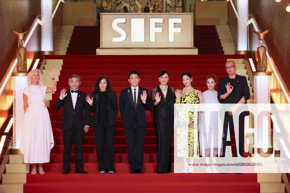 Jury members actor Tony Leung Chiu-wai and his wife Carina Lau Kar-ling, producer Dora Bouchoucha Fourati, director Guan Hu, director Aktan Abdykalykov, director-screenwriter Dea Kulumbegashvili, screenwriter Fernanda Valadez and actress Xin Zhilei arrive at the red carpet of the closing ceremony for the 28th Shanghai International Film Festival on June 20, 2026 in Shanghai, China.