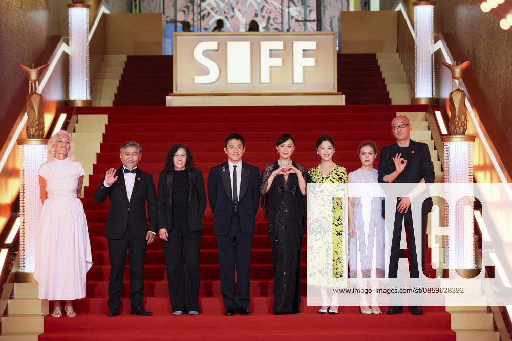Jury members actor Tony Leung Chiu-wai and his wife Carina Lau Kar-ling, producer Dora Bouchoucha Fourati, director Guan Hu, director Aktan Abdykalykov, director-screenwriter Dea Kulumbegashvili, screenwriter Fernanda Valadez and actress Xin Zhilei arrive at the red carpet of the closing ceremony for the 28th Shanghai International Film Festival on June 20, 2026 in Shanghai, China.