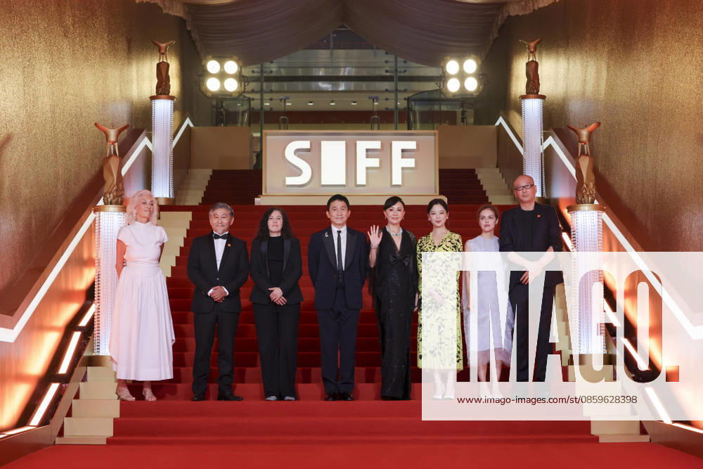 Jury members actor Tony Leung Chiu-wai and his wife Carina Lau Kar-ling, producer Dora Bouchoucha Fourati, director Guan Hu, director Aktan Abdykalykov, director-screenwriter Dea Kulumbegashvili, screenwriter Fernanda Valadez and actress Xin Zhilei arrive at the red carpet of the closing ceremony for the 28th Shanghai International Film Festival on June 20, 2026 in Shanghai, China.