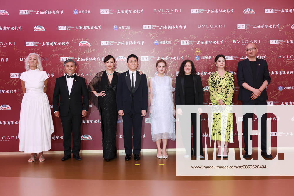 Jury members actor Tony Leung Chiu-wai and his wife Carina Lau Kar-ling, producer Dora Bouchoucha Fourati, director Guan Hu, director Aktan Abdykalykov, director-screenwriter Dea Kulumbegashvili, screenwriter Fernanda Valadez and actress Xin Zhilei arrive at the red carpet of the closing ceremony for the 28th Shanghai International Film Festival on June 20, 2026 in Shanghai, China.