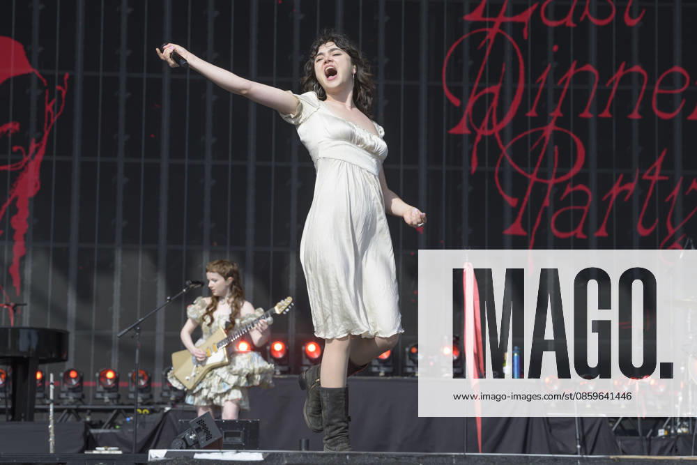 Musical Festival in Glasgow, UK - 20 Jun 2026 Emily Robert and Abigail Morris of The Last Dinner Party perform live on stage at Glasgow Green. Glasgow United Kingdom