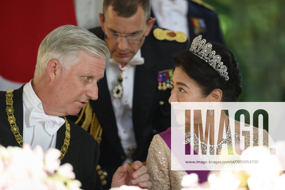 State Visit of the Emperor and the Empress of Japan to Belgium BRUSSELS, BELGIUM - JUNE 23 : King Philippe of Belgium and the Empress Masako Owada of Japan pictured during the State Banquet at Laeken Castle during the State Visit of the Emperor and Empress of Japan to Belgium, on June 23, 2026 in Brussels, Belgium, 23 06 2026 Brussels Belgium