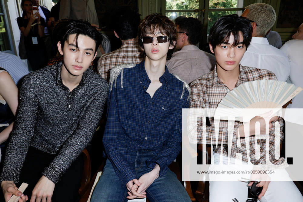 Keonho, Juhoon and Seonghyeon in the front row at the Dior Men’s Spring Summer 2027 Ready-to-Wear show during Paris Fashion Week on June 24, 2026. Olivier Borde, Bestimage. Celebrities at the Dior Men’s Spring Summer 2027 Ready-to-Wear show during Paris Fashion Week on June 24, 2026, Paris, France,detected_source_language