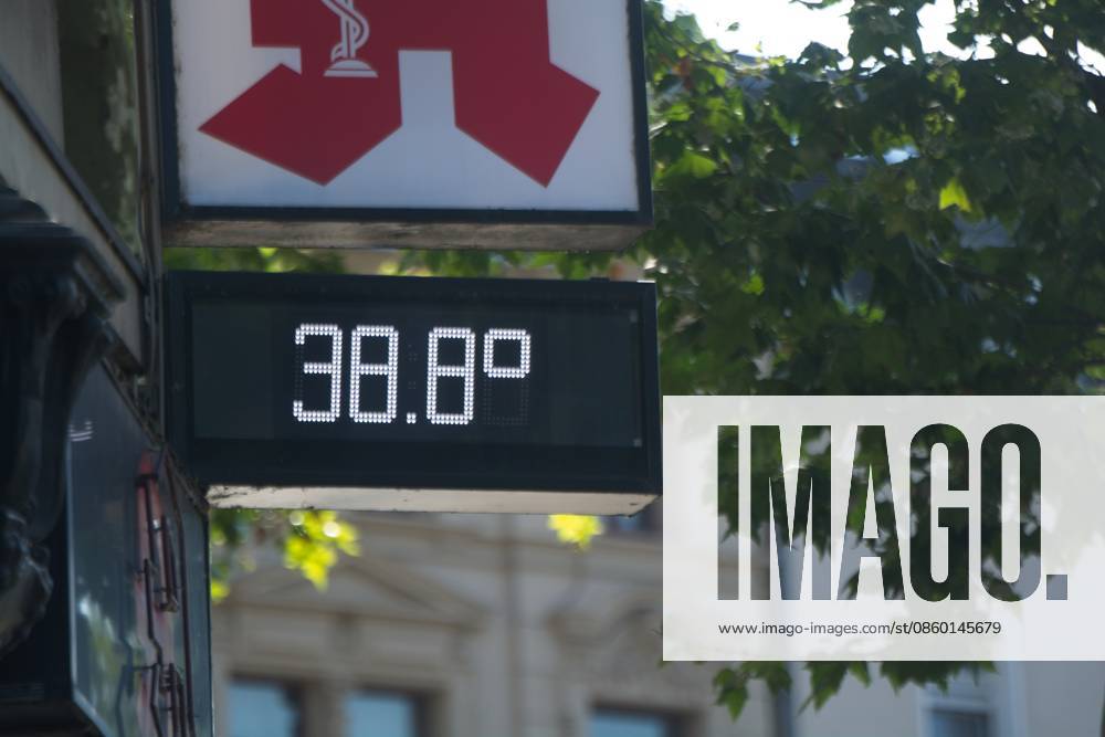 Heatwave In Cologne A temperature display is seen as a heatwave reaches Cologne, Germany, with temperatures reaching up to 38 degrees Celsius on June 26, 2026. cologne Germany