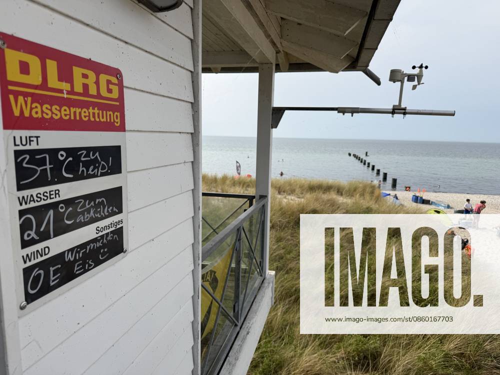 Rerik Baltic Sea Resort, Rerik, June 27, 2026. Heatwave on the Baltic Sea coast in Rerik. Today s temperature: 37 degrees, as measured by the DLRG. Behind it: the Rerik weather station. Location: Mecklenburg-Western Pomerania, Germany.