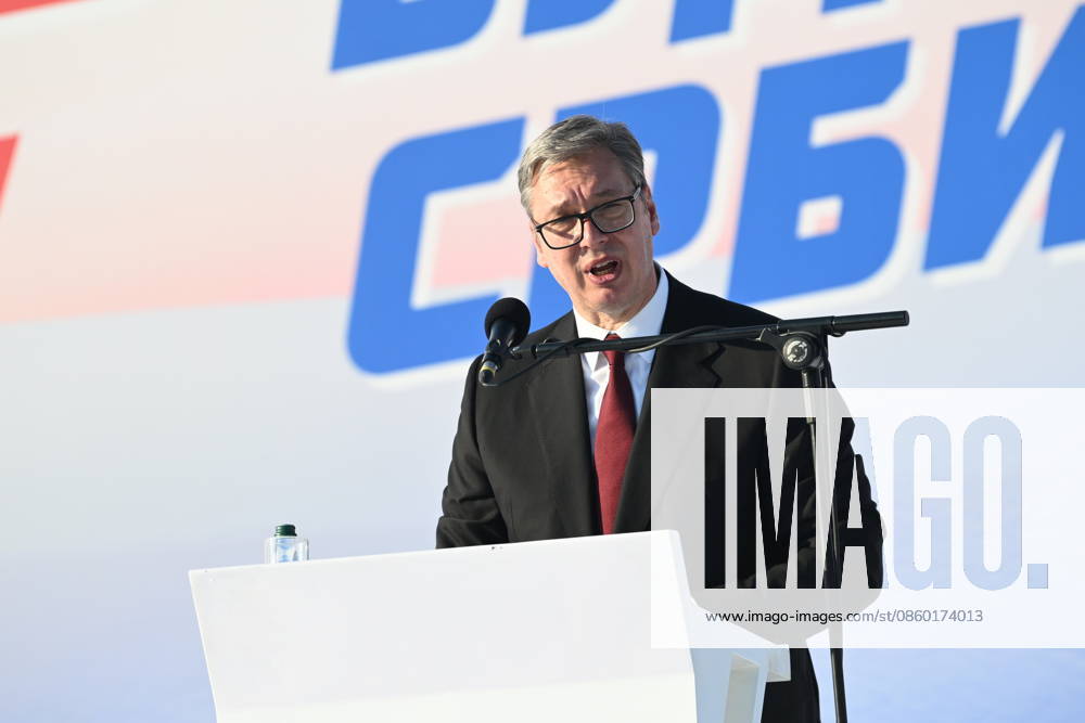 SNS party rally in Belgrade BELGRADE, SERBIA - JUNE 27: Serbian President Aleksandar Vucic attends a rally organized by the ruling Serbian Progressive Party (SNS), which he previously led, under the slogan Serbia-One Family in Belgrade, Serbia, on June 27, 2026. Stringer Anadolu Belgrade Serbia. Editorial use only. Please get in touch for any other usage.