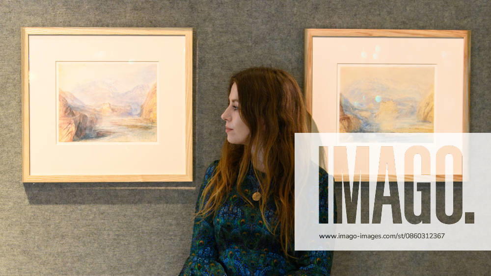 Bonhams Classics Week Sales at Bonhams, London, UK - 29 June 2026 A staff member views (L) - Schloss Rhäzüns, Distant View, the Domleschg Valley, Switzerland by Joseph Mallord William Turner (est. Â£350k - Â£500k) and (R) - Schloss Rhäzüns, Near View, Switzerland by Joseph Mallord William Turner (est. Â£300k - Â£500k) which is part of Bonhams Classics Week Sales on 30th June - 2nd July at Bonhams, London, England, UK on Monday 29 June, 2026., Credit:Justin Ng Avalon UK, England, London, Bonhams