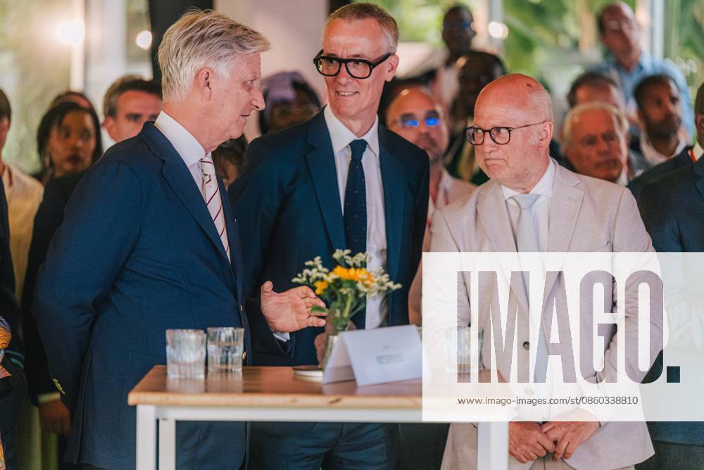 King Philippe - Filip of Belgium, Koen Doens, Director-General for International Partnerships at the European Commission and Jean-Luc Crucke Belgian Minister for Mobility, Climate and Environmental Transition pictured during a royal visit for the celebration of the 100th Anniversary of Virunga National Park at the Meise Botanical Garden, on Monday 29 June 2026. EMILExWINDAL 179906708