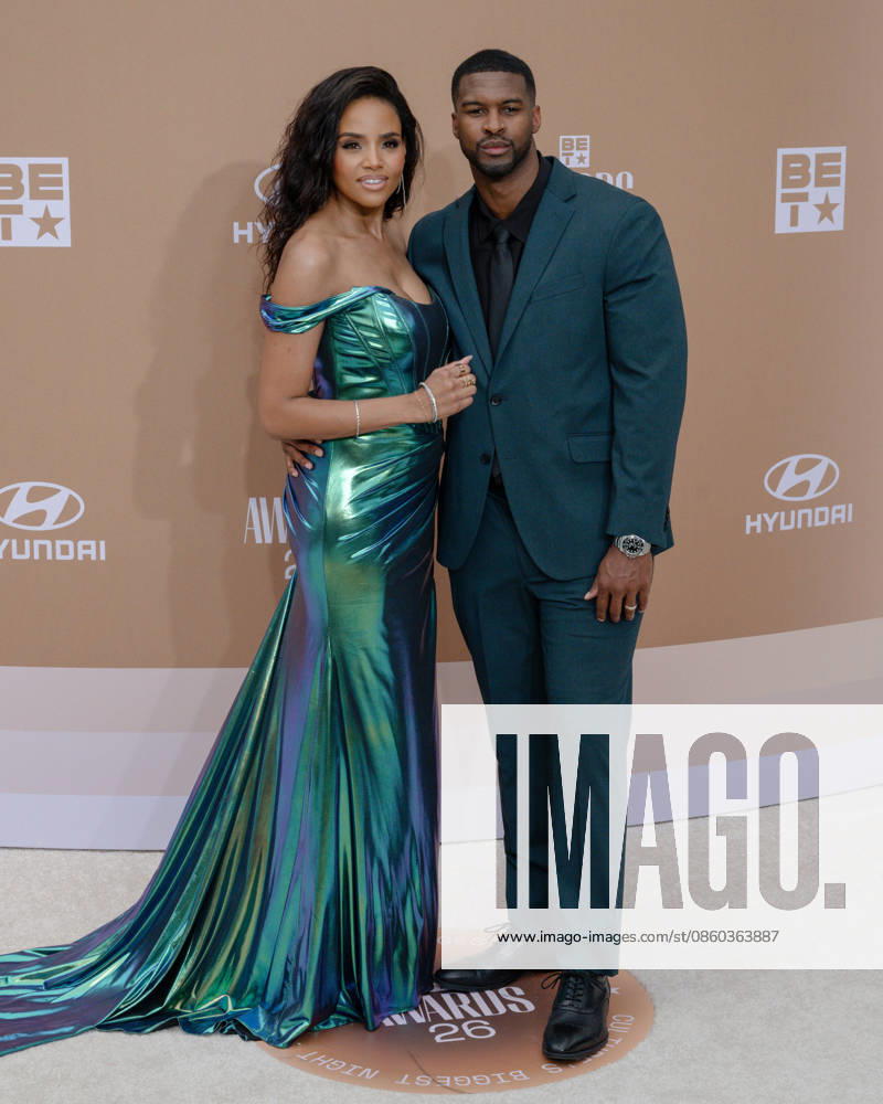 American actress and model. MEAGAN TANDY, 41, and actor BRANDEN WELLINGTON attend the 2026 BET Awards: Red Carpet. Los Angeles USA - ZUMAb173 20260628_aap_b173_362