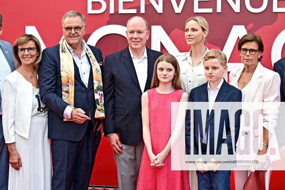 Inauguration of the Monaco Theme Area at Europapark: Roland and Marianne Mack, Prince Albert II, Princess Charlene, Prince Jacques, Princess Gabriella, and Princess Stephanie of Monaco at the inauguration of the Monaco theme area on June 29, 2026, at Europapark in Rust 20260629MWI132307