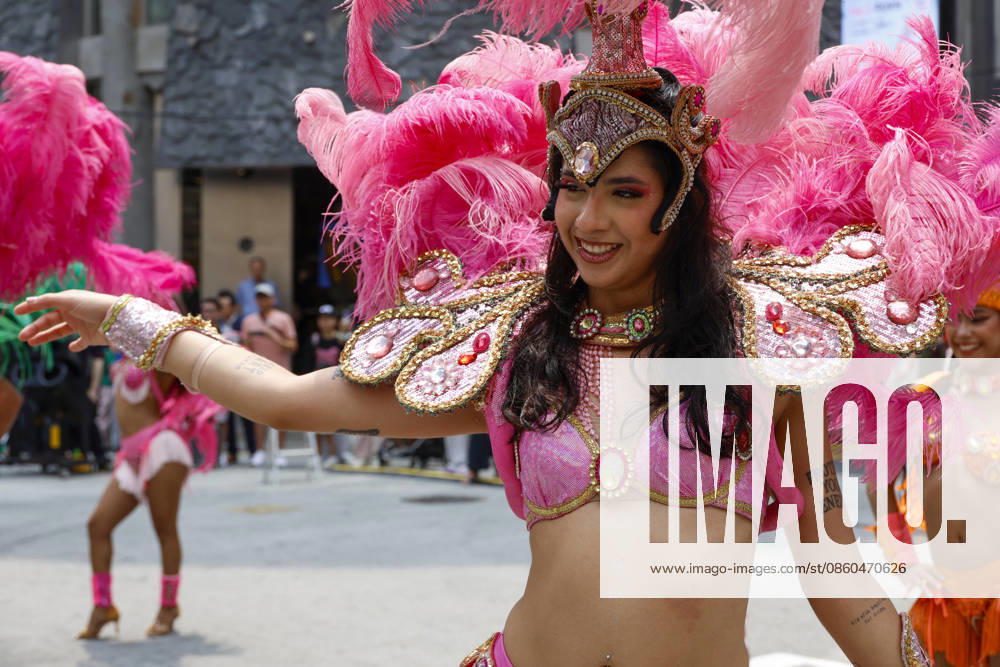 Dancers perform samba show summer festival in Seoul Dancers from Lotte World, a South Korean theme park, perform a samba show during a summer festival promotional event in the Myeongdong shopping district in Seoul, South Korea, on July 01, 2026. Seoul South Korea