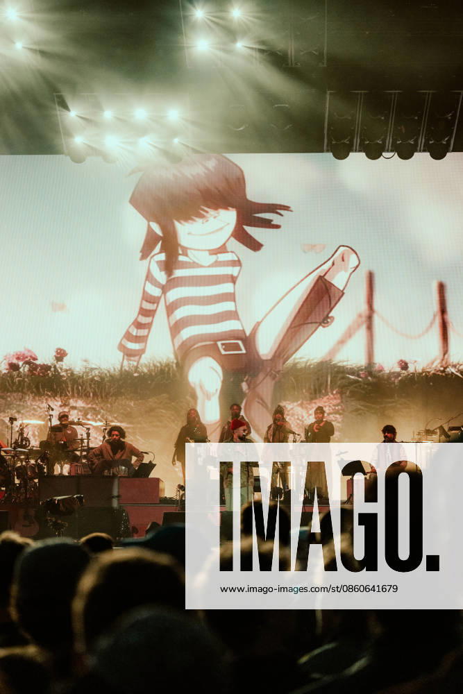 Gorillaz live at Roskilde Festival 2026 Roskilde, Denmark. 02nd, July 2026. The British band Gorillaz performs a live concert during Danish music festival Roskilde Festival 2026 in Roskilde. Here singer and musician Damon Albarn is seen live on stage. Denmark, Roskilde