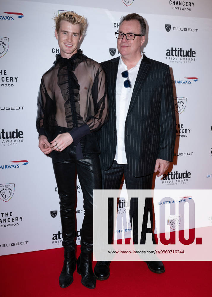 Oliver Cole and Russell T Davies attends the Peugeot Attitude PRIDE Awards Europe 2026, supported by British Airways, at The Chancery Rosewood in London, England. UK. Friday 3rd July 2026.