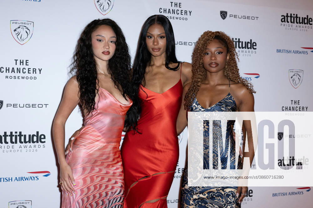 FLO (Stella Quaresma, Jorja Douglas and Renée Downer) attends the Peugeot Attitude PRIDE Awards Europe 2026, supported by British Airways, at The Chancery Rosewood in London, England. UK. Friday 3rd July 2026.