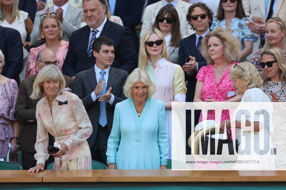 . 08 07 2026. London, United Kingdom. Queen Camilla, Peter Phillips and Harriet Sperling in the Royal Box on day ten of the Wimbledon Tennis Championships in London. xStephenxLockx xi-Imagesx IIM-26894-0028