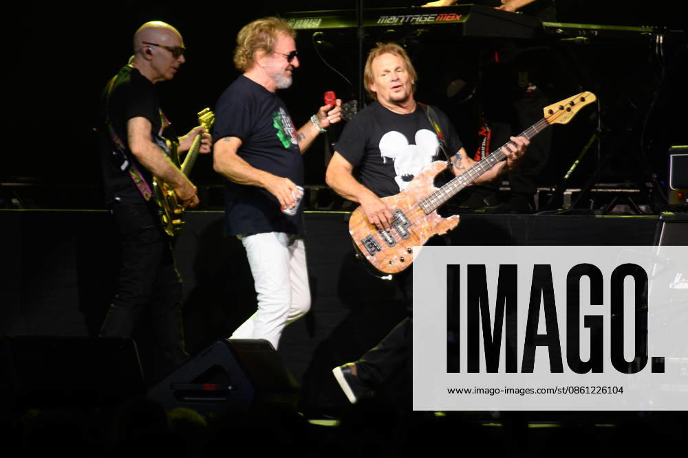 Sammy Hagar Performs at British Airways ARC, London, UK - 09 July 2026 (L-R) - Guitarist Joe Satriani, Sammy Hagar and bassist Michael Anthony performs on the first of three nights at British Airways ARC, London, England, UK on Thursday 09 July 2026 as part of his The Best of All Worlds Tour., Credit:Justin Ng Avalon UK, England, London, British Airways ARC