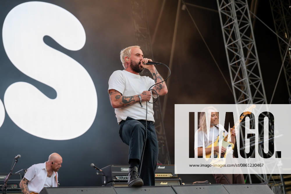 Pohoda festival day 2 in Trencin - 09 Jul 2026 Joe Talbot (middle) from British post-punk band Idles performs live on the stage during the Pohoda Festival 2026 at Airport Trencin. Pohoda festival the biggest open-air summer music festival in Slovakia, celebrates 30th anniversary. Trencin Slovakia