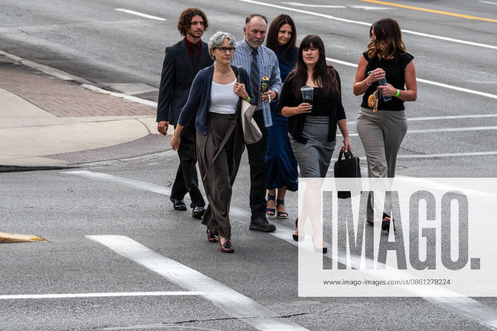 Matt Robinson and Amber Robinson, parents of Tyler Robinson, walk far back in a group as they arrive at the Fourth District Court in Provo, Utah, for the fifth day of the preliminary hearing in their son case. Provo USA - ZUMAm292 20260710_znp_m292_001