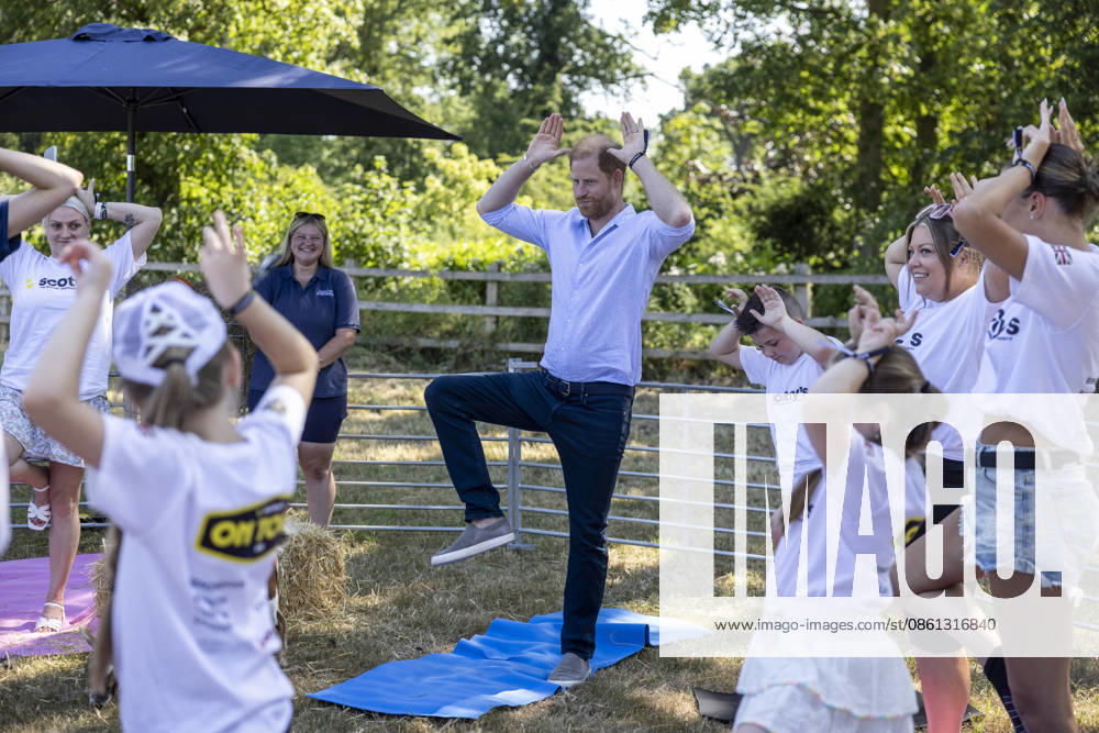 Prince Harry at Scotty s Summer Festival Prince Harry taking part in Goat Yoga Prince Harry taking part in Scotty s Summer Festival at Maxstoke Castle, Birmingham . Scotty s is a military bereavement charity that provides relief from the effects of grief for bereaved military children and young people who have experienced the death of a parent who served in the British Forces. 11 July 2026, Credit:Heathcliff O Malley for the Telegraph PA ROTA - B68 Avalon