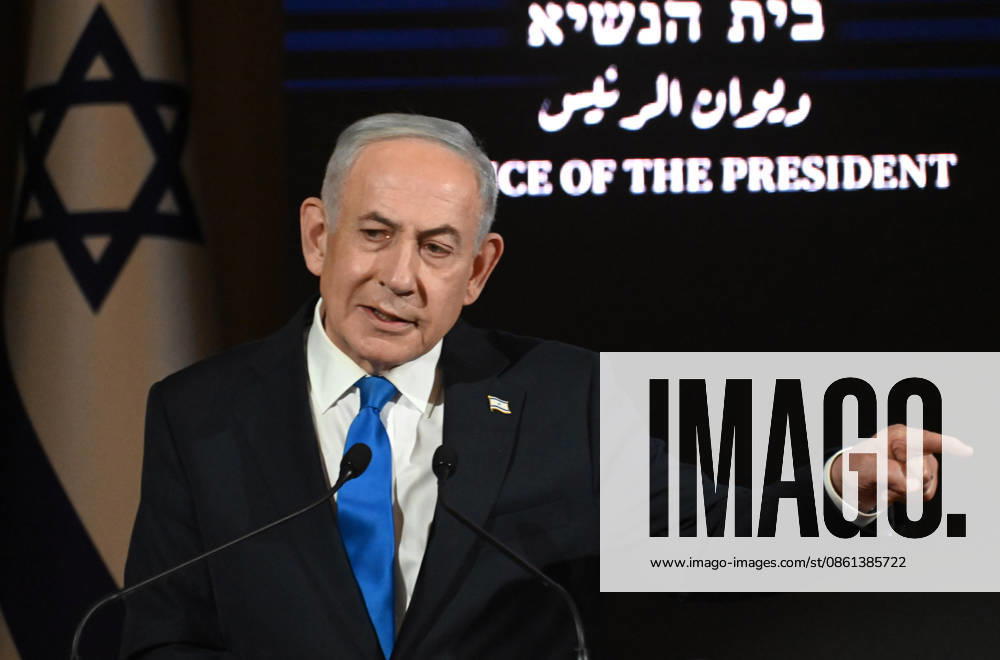 Israeli Prime Minister Benjamin Netanyahu speaks at a ceremony marking 50 years since Operation Entebbe, Operation Yonathan, at the president s residence in Jerusalem on Sunday, July 12, 2026. Netanyahu s oldest brother Yonathan was killed in the legendary 1976 Israeli counter-terrorist hostage rescue mission in Uganda. JER2026071204 DEBBIExHILL
